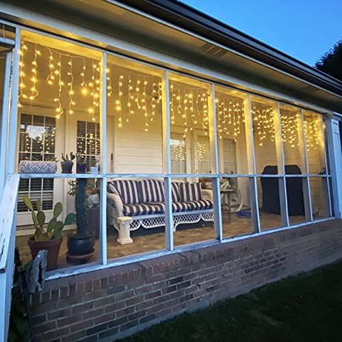 Neoclassy Solar Christmas Icicle Lights,Warm White 304LED Outdoor Christmas Decorations 8 Modes Waterproof Solar Icicle Lights for Patio Yard Garden Wedding Party House Xmas Tree Roof Decorations - Image 4