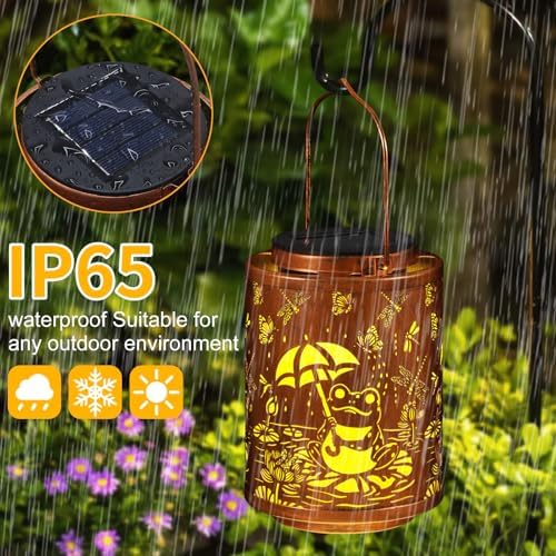 Frogs Solar Lanterns Metal Hanging Garden Decor Birthday Gifts for Women - Image 5