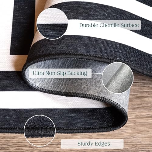 Modern Outdoor Rug - 28" x 43" Front Door Mat Indoor Outside Entrance Non-Slip Washable Outdoor Mat Black White Geometric Rug for Entryway Kitchen Bedroom Layered Doormat for Front Porch - Image 3
