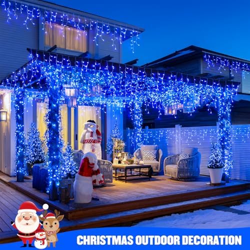 JMEXSUSS Blue Christmas Icicle Lights for Outside, 400 LED 38.8 FT - Image 6