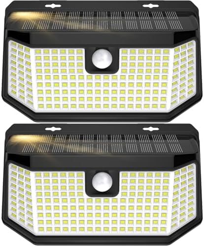 Aootek Solar Lights Outdoor 182 LEDs 2500Lm Solar Motion Sensor Lights IP65 Waterpro of with Wide Anglefor Patio Garden Garage Yard Front Door(2pack) by Lightupeveryconer