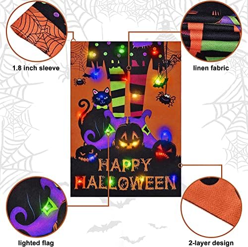 Halloween Lighted Garden Flag, Witch Feet Yard Decor, 12x18 In - Image 5