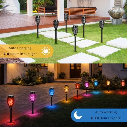 8 Pack Solar Pathway Lights Outdoor, Solar Torches Lights Holiday Decor - Image 6
