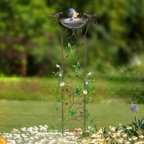 SUNNYPARK 43.5 Inch Metal Bird Bath Bowl with Garden Trellis Outdoor - Image 6