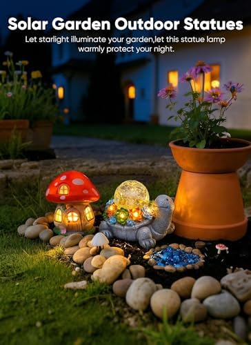 Brightown-Solar-Turtle-Garden-Decor-Statue with 5 Succulent LED Lights, Hand-Painted Resin, IP65 Waterproof Outdoor Decor for Patio, Balcony & Yard Decorations, Unique Mothers Day Gifts for Mom - Image 6