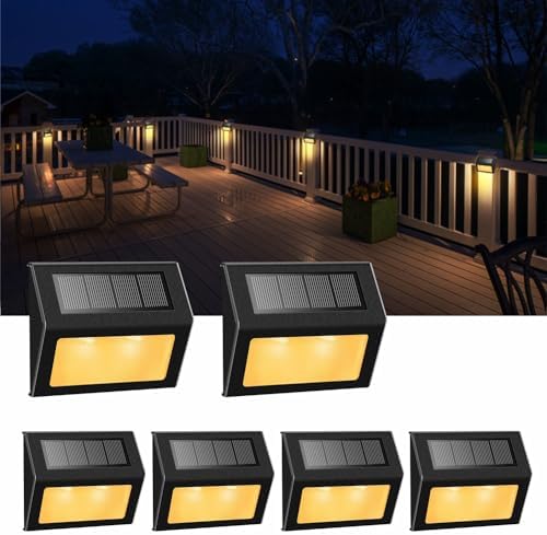 XLUX Warm White Solar Lights for Deck Step Fence, Black SST Housing, 6 Pack by %EF%BC%B8%EF%BC%AC%EF%BC%B5%EF%BC%B8