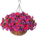 Ammyoo Artificial Fake Hanging Flowers with Basket for Spring Summer Decor by Ammyoo