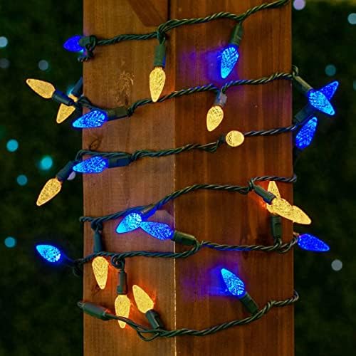 Novelty Lights 24FT 70 LED C6 Christmas String Lights, Blue & Yellow - Image 3