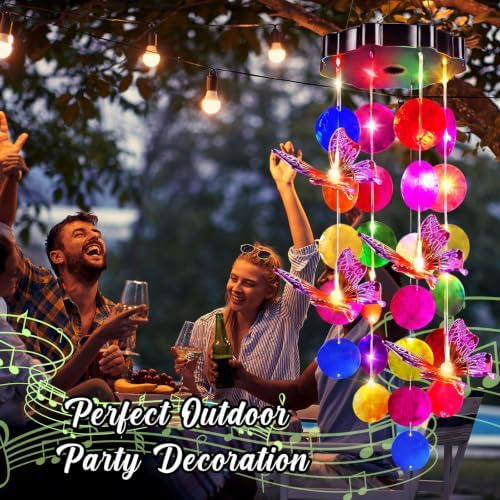 GlikCeil Solar Wind Chimes, 27.5 inch Butterfly Solar Seashell Wind Chimes, Waterproof Hanging LED Lights, Suitable for Patios, Porches, Terraces, Parties, Etc, Color-Changing Lights - Image 6