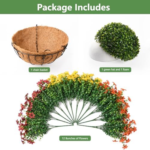 INQCMY Artificial Flowers for Outdoors Fall Hanging Baskets UV Resistant - Image 4