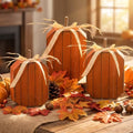 3 Pcs Fall Pumpkin Decor Wooden Signs Orange Pumpkin Block Sign by Maysing