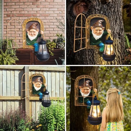 10'' Garden Gnome Statue with Solar Lights :Outdoor Tree Decor - Image 6
