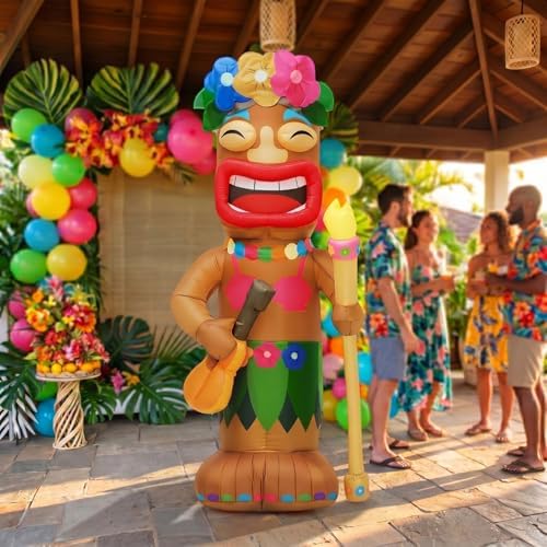 Shappy 5ft Inflatable Tiki Guitar Lighted Blowup Hawaiian Pool Party Decor - Image 6