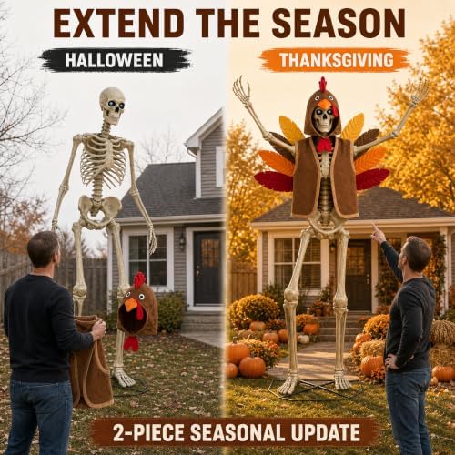 2 Pcs Turkey Outfit for 12 Ft Skeleton Thanksgiving Yard Accessories - Image 6