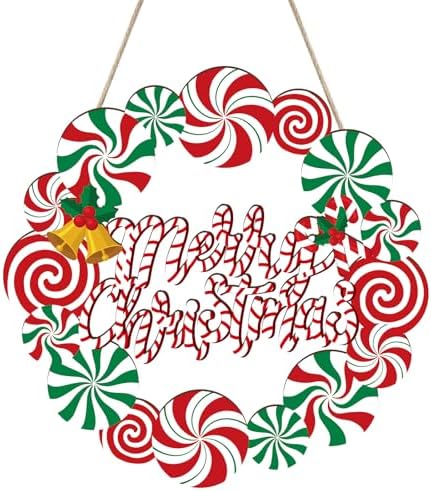 COCHIE Merry Christmas Decorations Xmas Peppermint Candy Cane Welcome Sign by COCHIE