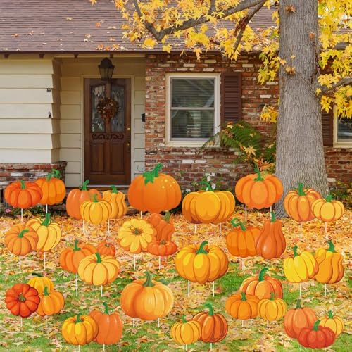 Yuntau 30 Pcs Fall Yard Signs with Stakes, 18 Styles, Pumpkin - Image 4