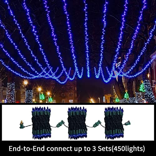 LAMPHOME Blue Christmas Lights Decoration 300Lights 63.8ft(2pk of 150L) UL Certified Mini Bulb String Lights Set Hanukkah Traditional Light for Outdoor Christmas Tree Garden Holiday Party Patio Decor - Image 6