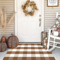 Buffalo Plaid Outdoor Rugs, 2'4" x 3'7" Brown and White Checkered Indoor/Outdoor Area Rug, Layering Rug for Hello/Welcome Door Mat, Washable Cotton Woven Farmhouse Mat for Fall Front Porch Décor by BOTTA