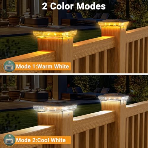 btfarm Solar Post Cap Lights, 2 Colors Modes, Fit 4x4 3.5x3.5 Wooden/Vinyl - Image 2