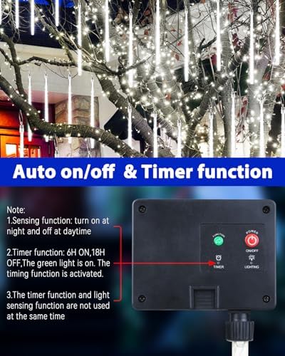 20 Tubes White Solar Meteor Shower Icicle Lights 480 LED Christmas Outdoor - Image 5
