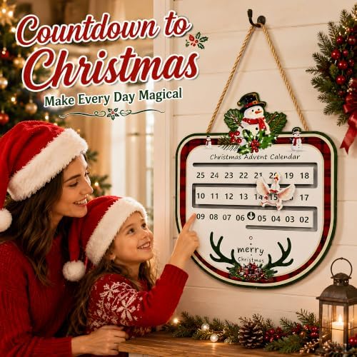 Christmas Decorations - Christmas Countdown Calendar Wood Welcome Sign - Image 5
