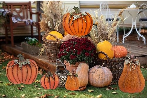 Metal Pumpkin Stakes Yard Signs Fall Decor Decorative Lawn Garden Stake - Image 3