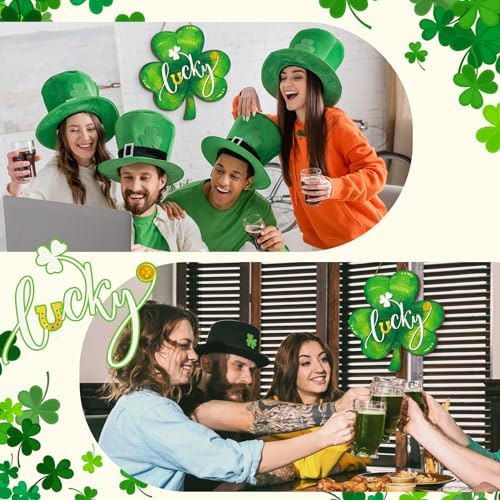 Boao St. Patrick's Day Shamrock Door Hanger Welcome Wooden Hanging Sign - Image 5