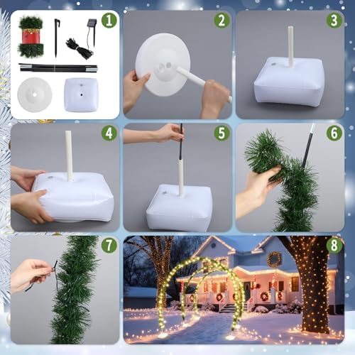 Janinka 3 Sets 10 FT Christmas Archway Outdoor LED String Lights Xmas Outdoor Arches Decor Xmas Arch Pathway Markers for Holiday Wedding Lawn Garden Yard Reusable Doorway - Image 3