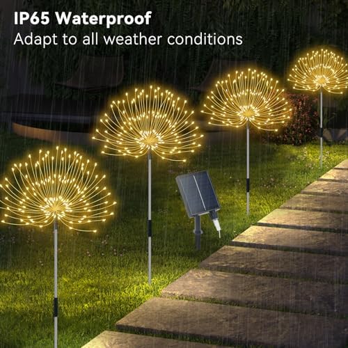 Slyuexu Solar Garden Lights Outdoor Waterproof, 4 Pack Total 480 LED - Image 3