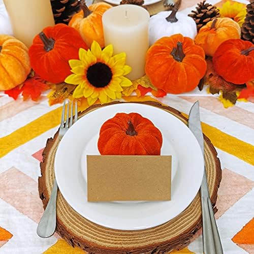 Winlyn Set of 16 Assorted Faux Small Rustic Harvest Decorative Pumpkins Velvet Fabric Foam Pumpkins in Rust Orange White for Farmhouse Fall Wedding Thanksgiving Centerpiece Table Mantel Décor - Image 6