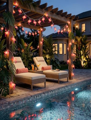 Flamingo String Lights, 12FT 20 LED Summer String Lights with UL Certified Plug, Waterproof Tropical Party Decorations for Patio, Warm White Hawaiian String Light for Garden Backyard Bedroom Decor - Image 4