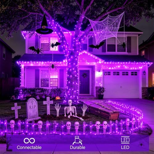 JMEXSUSS 250 LED Purple Halloween Lights, Connectable Purple Lights Outdoor - Image 3