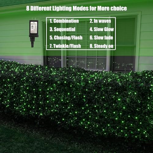 Neoclassy 120Led Christmas Net Lights Outdoor 5ft x 6ft Connectable, 8 Modes Waterproof Black Wire 29V Plug in Mesh Net Christmas Lights for Garden, Yard, Bushes, Trunk, Xmas Tree Decor (Green) - Image 6