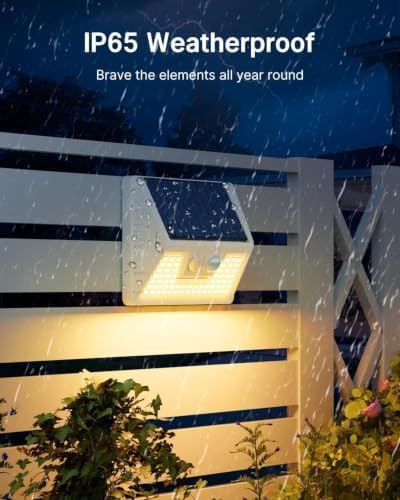 Vighep 4 Pack Solar Fence Lights Waterproof, Motion Sensor Deck, Warm White LED Outside Wireless for Wall, Yard, Garden - White - Image 5
