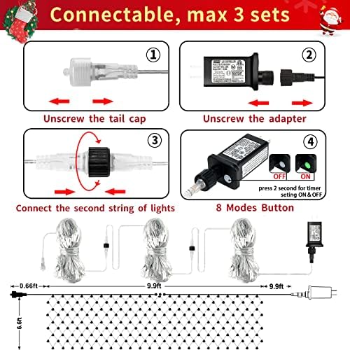 12ft x 5ft Christmas Net Lights Outdoor, 360 LED with 8 Modes, Connectable, Plug in Bush Mesh Fairy Twinkle for Garden, Party, Xmas Tree Decorations (White) - Image 7