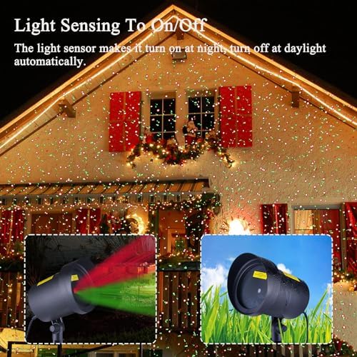 Fisca Laser Christmas Projector Lights Outdoor, Waterproof Red and Green Star Lights Projector Decoration for Christmas Indoor Holiday Birthday Party - Image 2