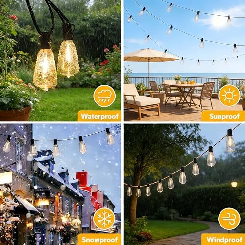 GPATIO Outdoor String Lights, 150FT ST38 Bulbs Shatterproof Patio Lights, Waterproof Dimmable Outside Hanging Light, Connectable LED Outdoor Lights for Backyard, Porch, Party, Garden, Home Decor - Image 2