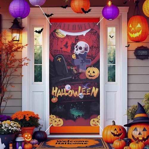 Halloween Decorations Door Cover Decor for Indoor Outdoor Holiday Party Front Door Decoration by BULLSPANN