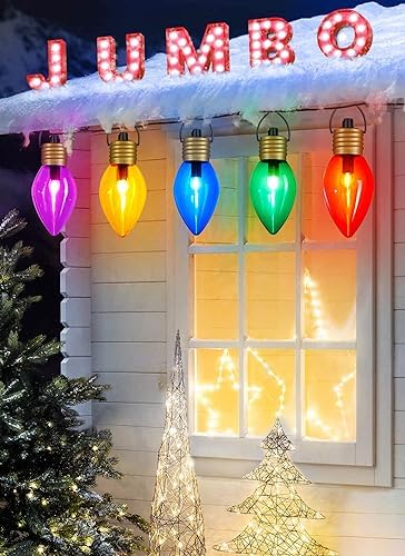 Jumbo C9 Christmas Pathway Lights Outdoor, 2 Pack Total 17 Feet 10 LED - Image 2