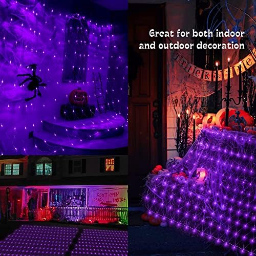 woohaha Purple 192LED 9.8ftx6.6ft Halloween String Net Lights for Bushes - Image 5