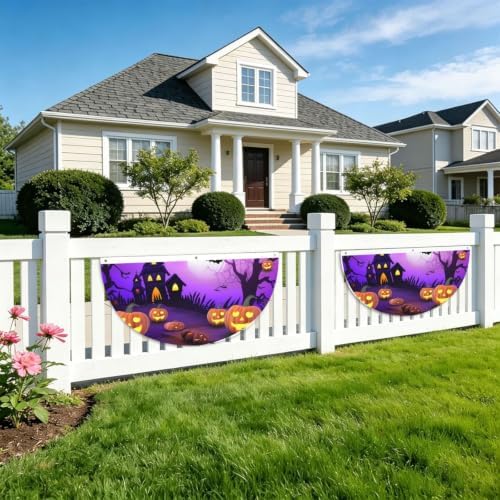 Halloween Pumpkin Semicircular Hanging Decorative Bunting Flag 2pcs - Image 5
