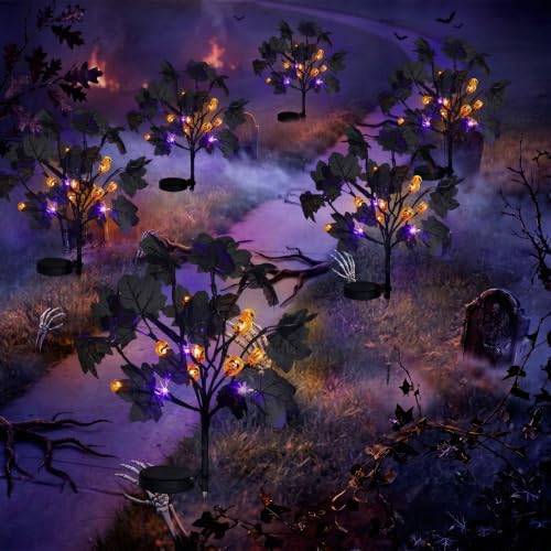 Gerrii 2 Pcs Halloween Decorations Outdoor Solar Lights with Black Leaves - Image 5