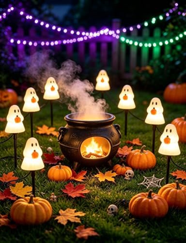 10.5FT Halloween Ghost Pathway Lights, 5PK LED Ghost Stake Lights - Image 5