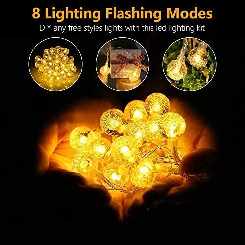 Battery Operated Globe String Lights,Water Proof 33 FT 80 LED Crystal Ball String Lights 8 Modes With Remote Control ,Indoor Outdoor LED Fairy Lights for Home, Christmas, Party Patio, Warm White - Image 3