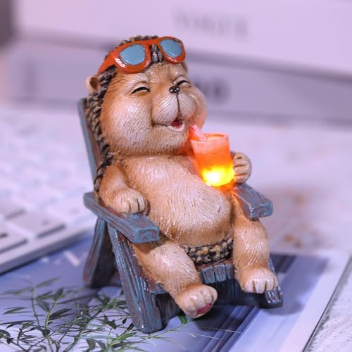 FOXMIS Hedgehog Statue Outdoor Solar Garden Decor for Outside Lawn Yard Patio, Home Office Decorations Indoor Lights, Ideal Ornaments Birthday Gifts for Mom Women Grandma - Image 3