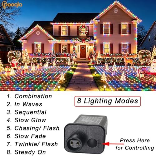 Pooqla Colorful Net Lights, 28x 5ft Christmas Lights Outdoor Clear Wire - Image 2
