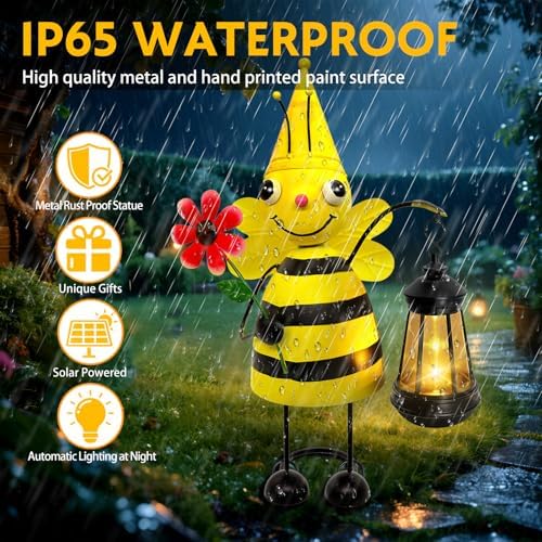 Solar Garden Lights Bee with Solar Lantern,Bee Statue Decor Waterproof - Image 6