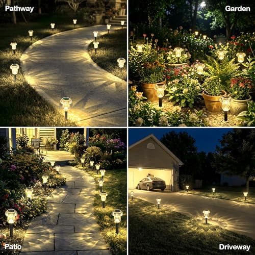 Solar Pathway Lights Outdoor 8 Pack Warm White Mushroom Decor - Image 5