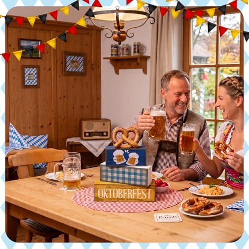 Yuntau 4 Pcs Oktoberfest Table Decorations Wooden Beer Blocks sign - Image 6