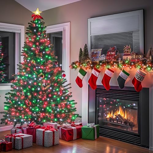 JMEXSUSS 600 LED Christmas String Lights Outdoor, Red White and Green - Image 2